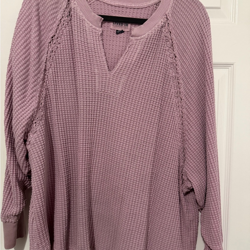 American Eagle Outfitters Mauve Waffle Knit Pullover